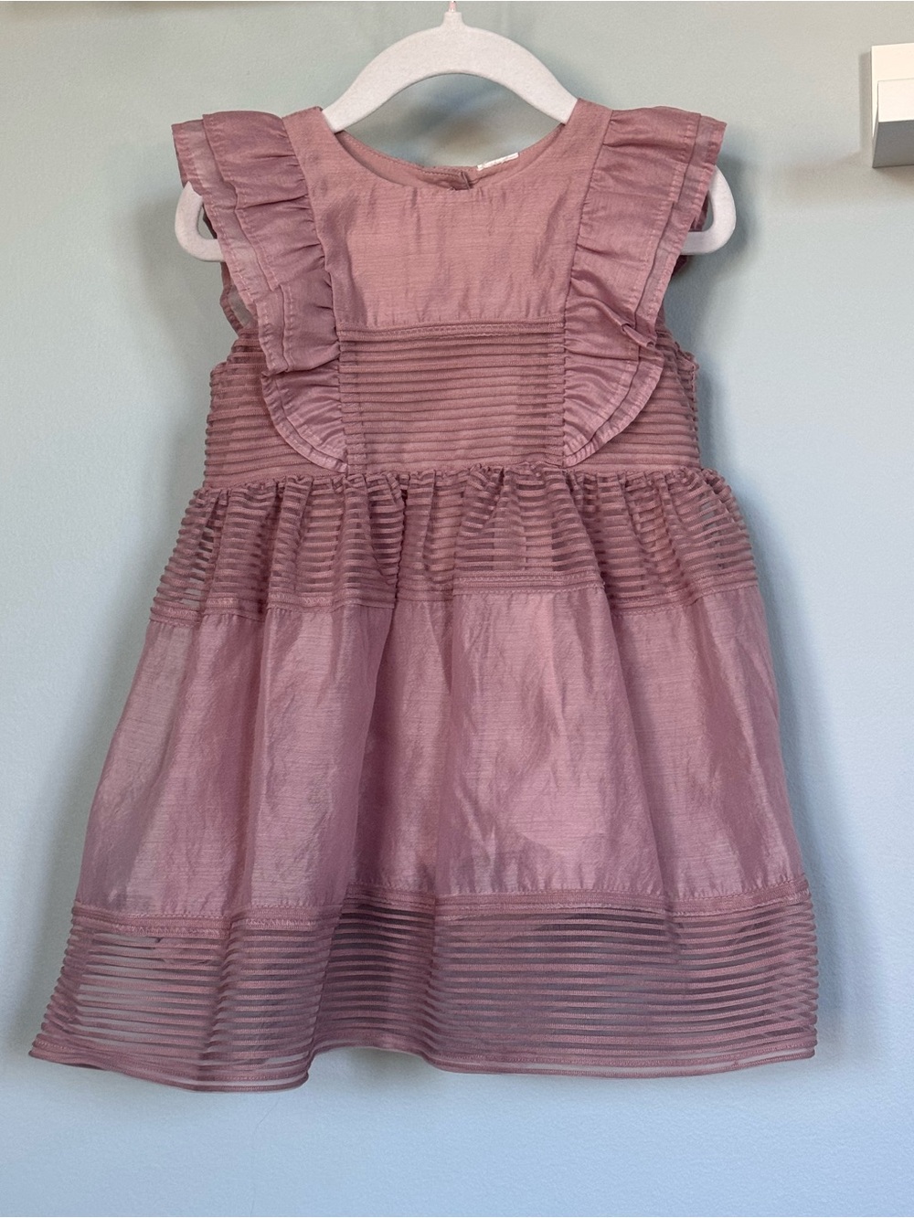 Girls' Mauve Pink Ruffled Party Dress